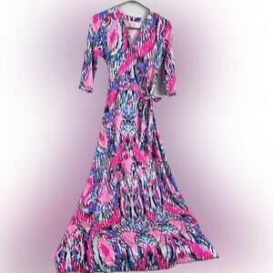 Lilly Pulitzer Marvista Wrap Maxi Dress Multicolour Free Spirit Size Small